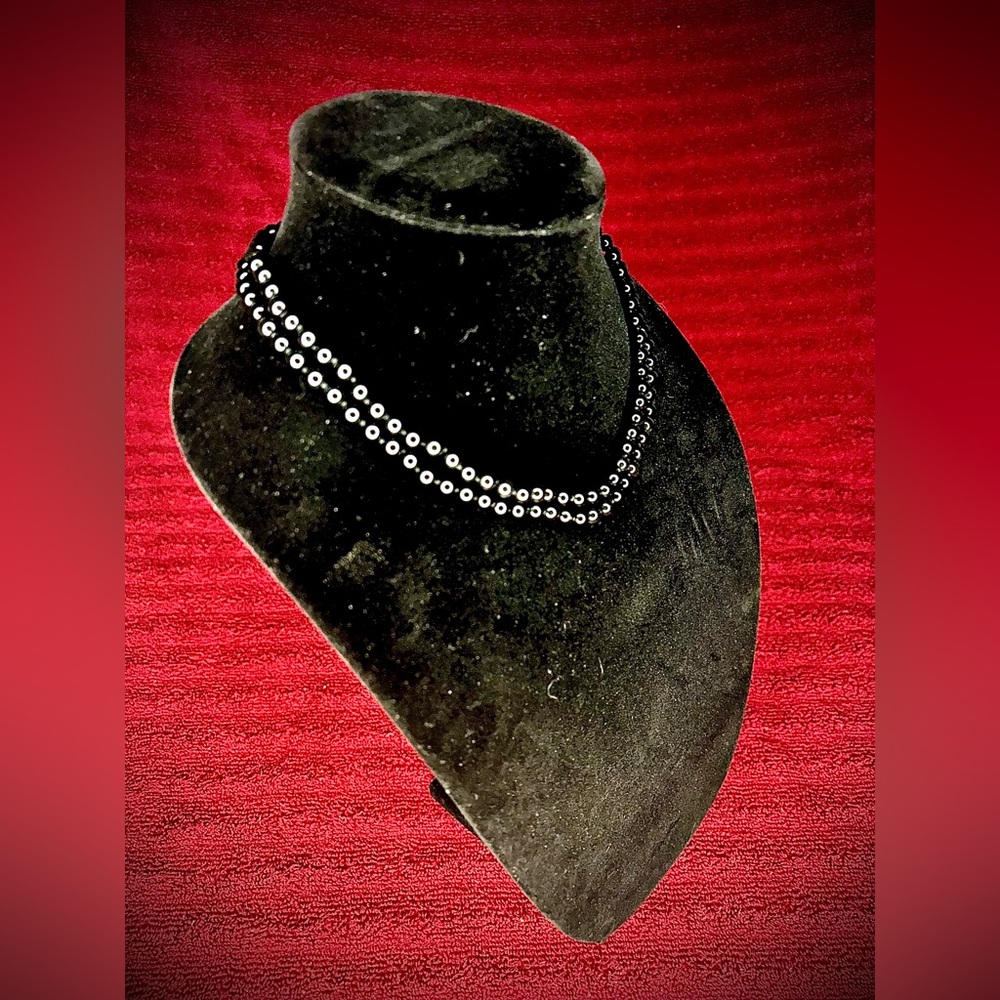 Judith Ripka Sterling Double Strand Black Onyx Necklace w/CZ Clasp item#0055